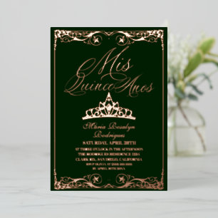Green & Rose Gold Elegant Quinceanera Photo Foil