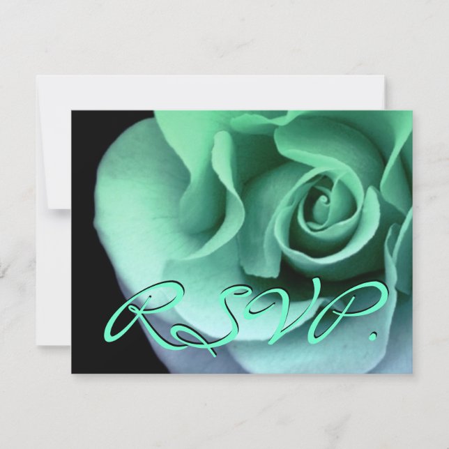 GREEN Rose RSVP Wedding Response Card R458 (Front)