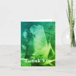 Green Rosebud Flower Art Thank You Card