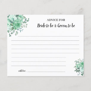 Green Roses Advice for Couple Bridal Shower Card