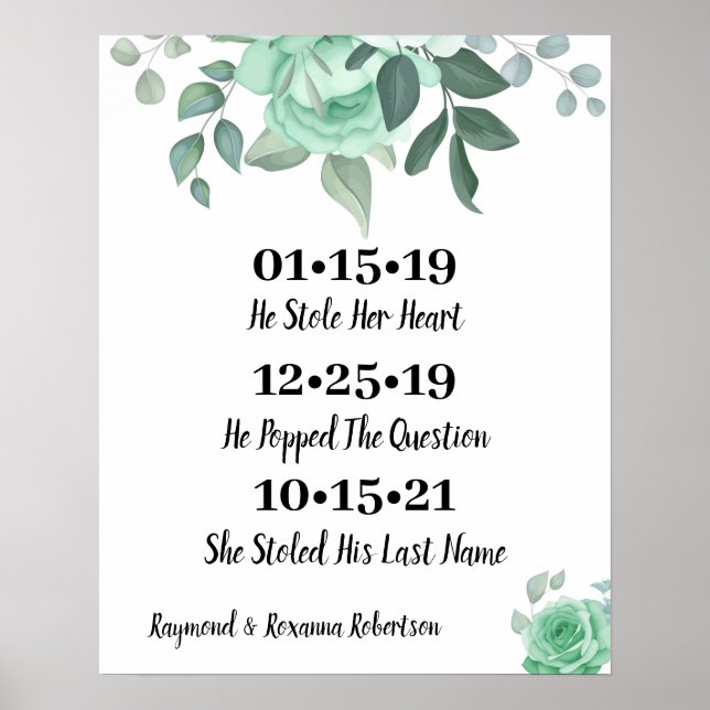 Green Roses Best Day Wedding Poster (Front)