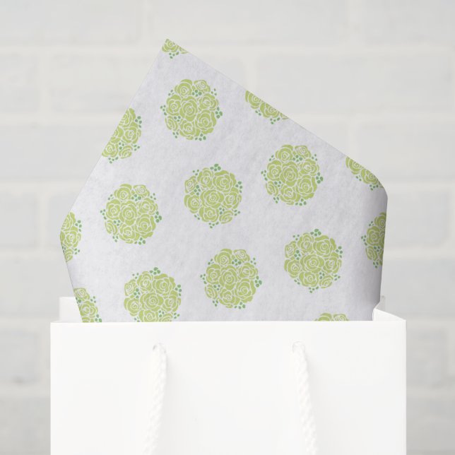 Green roses on white tissue paper (Gift Bag)