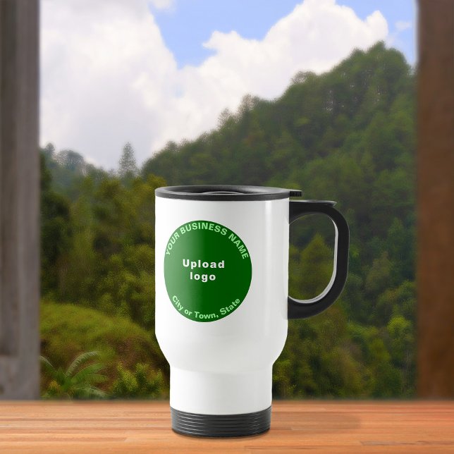 Green Round Business Brand on Travel Mug (Creator Uploaded)
