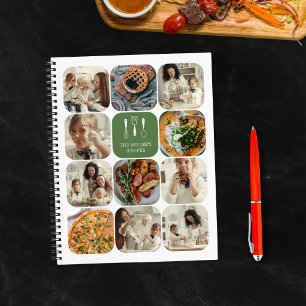 Green Round Corners Photo Collage Family Recipes Notebook