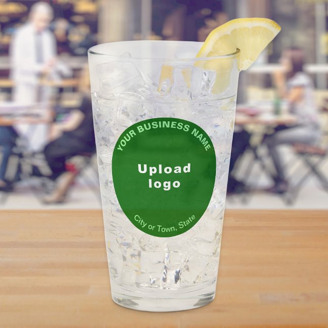 Green Round Shape Business Brand on Glass Cup (Build brand name awareness. Green round business brand on glass cup.)
