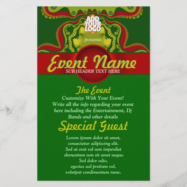 Green Royal Goddess Art Custom Event Flyer (Front)