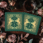Green Royal Lion Mediaeval Sword Wedding<br><div class="desc">Add royal charm to your tablescape! These custom wedding coasters feature a majestic lion and floral design with your names and monogram, all in luxurious gold against a green background. Perfect for a mediaeval fantasy celebration with timeless elegance! The gold featured on this item is NOT real foil and is...</div>