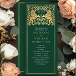 Green Royal Lion Mediaeval Sword Wedding Program Programme<br><div class="desc">Unveil the magic of your big day! These mediaeval fantasy wedding programs feature a regal lion surrounded by intricate gold florals and a monogram against a green background, blending elegance with a touch of grandeur. A perfect keepsake for your fairytale celebration! The gold featured on this item is NOT real...</div>