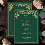 Green Royal Lion Mediaeval Sword Wedding Program Programme<br><div class="desc">Unveil the magic of your big day! These mediaeval fantasy wedding programs feature a regal lion surrounded by intricate gold florals and a monogram against a green background, blending elegance with a touch of grandeur. A perfect keepsake for your fairytale celebration! The gold featured on this item is NOT real...</div>