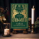 Green Royal Mediaeval Lion Wedding  Table Number<br><div class="desc">Celebrate your special day with this Royal Mediaeval Lion Wedding design. The design on the back of the invite is NOT real gold foil. Items are printed exactly as they appear on your screen when you add to the cart, so personalise and add each table number that you need to...</div>