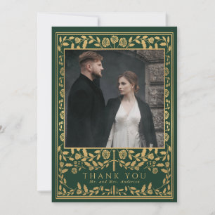 Green Royal Mediaeval Sword Wedding Thank You Card