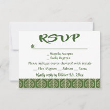 Green RSVP Leaves Boho Wedding Party Leaf