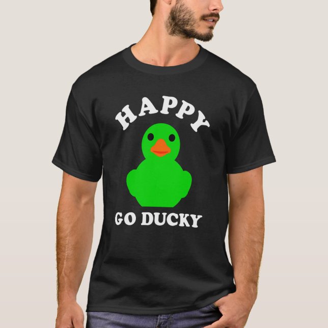 Green Rubber Duck Happy Go Ducky Pun St Patricks D T-Shirt (Front)