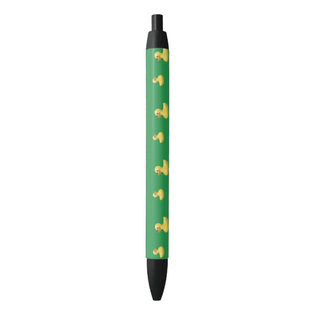 Green rubber duck pattern black ink pen (Front Vertical)