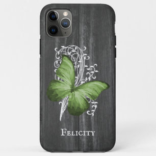 Green Rustic Butterfly Personalised Case-Mate iPhone Case
