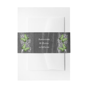 Green Rustic Butterfly Wedding Invite Belly Band Invitation Belly Band
