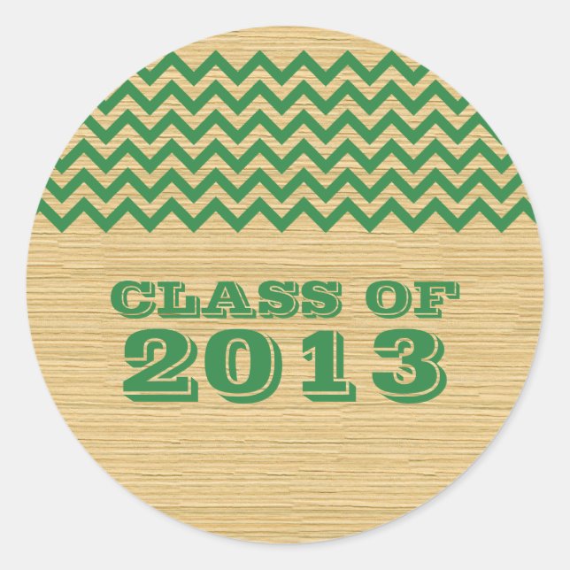 Green Rustic Chevron Graduation Stickers (Front)