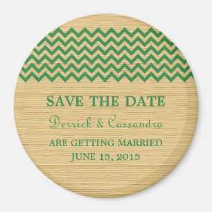 Green Rustic Chevron Save the Date Magnet