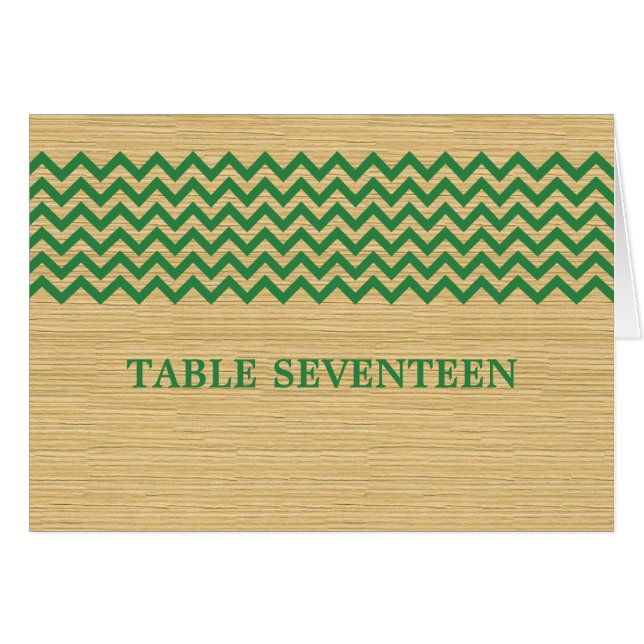 Green Rustic Chevron Table Number Card (Front Horizontal)