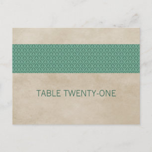 Green Rustic Damask Table Number Postcard