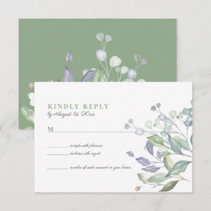 Green Rustic Eucalyptus Wedding RSVP Card