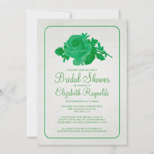 Green Rustic Floral/Flower Bridal Shower Invites