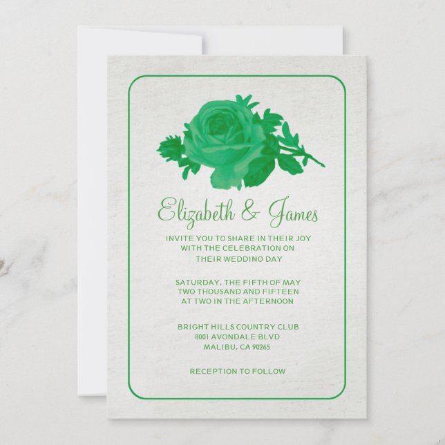 Green Rustic Floral/Flower Wedding Invitations (Front)
