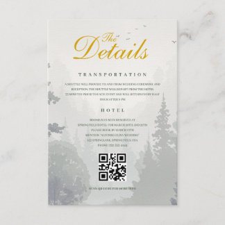 Green Rustic Forest Watercolor Wedding Details Enclosure Card