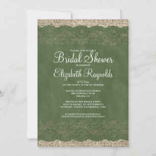 Green Rustic Lace Bridal Shower Invitations