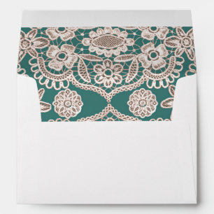 Green Rustic Lace Return Address Wedding Envelope