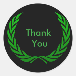 Green Rustic Laurel Wreath Thank You Classic Round Sticker