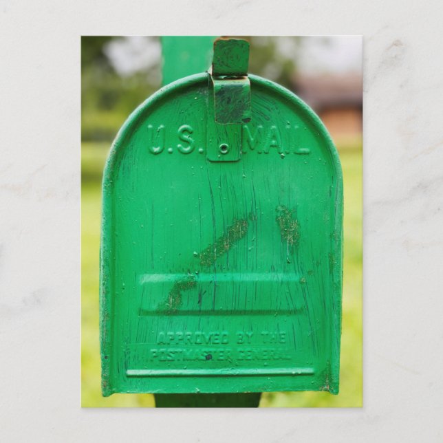Green Rustic Mailbox Portrait  Postcard (Front)