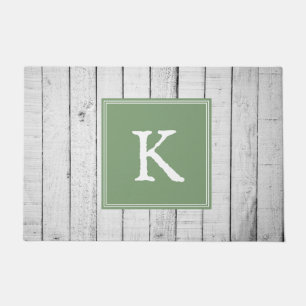 Green Rustic Monogram Doormat