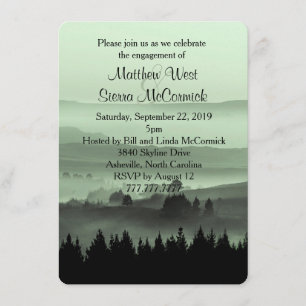 Green Rustic Mountain Engagement Party Invitation