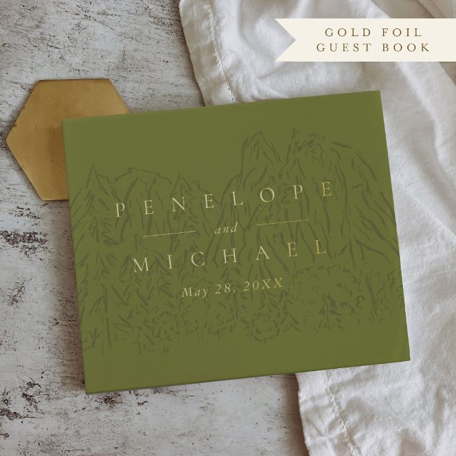 Green Rustic Mountain National Park Wedding Guest Book (Green Rustic Mountain National Park Wedding Foil Guest Book)
