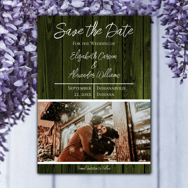 Green Rustic Photo Save The Date (Green Rustic Photo Save the Date)