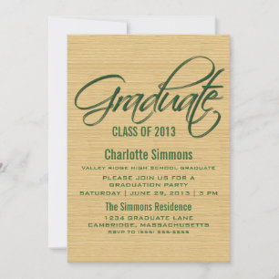 Green Rustic Script Graduation Invite