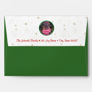Green rustic snowman script name cute fun holiday envelope