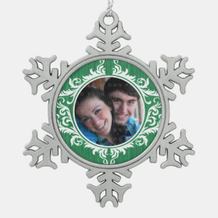 Green Rustic Swirls Holiday Photo Ornament