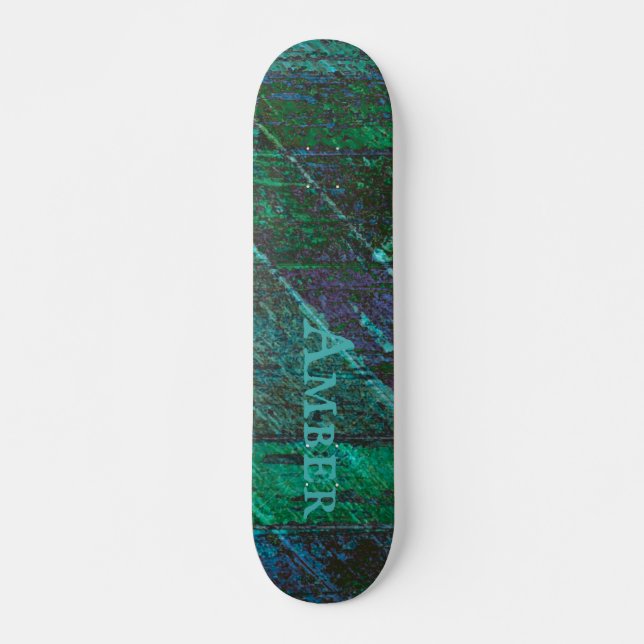 Green Rustic Traditional Wood Personalised Skateboard (Front)
