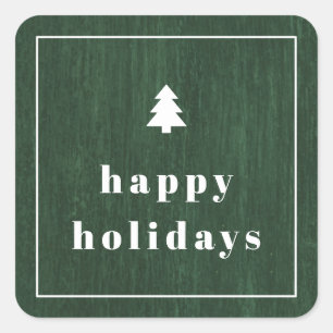 Green Rustic Tree Woodgrain Christmas Sticker