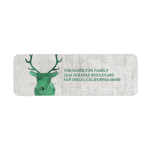 Green Rustic Watercolor Deer Holiday (Front)