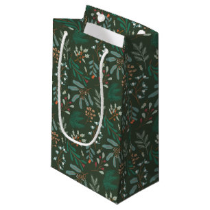 Green Rustic Winter Botanical Small Gift Bag