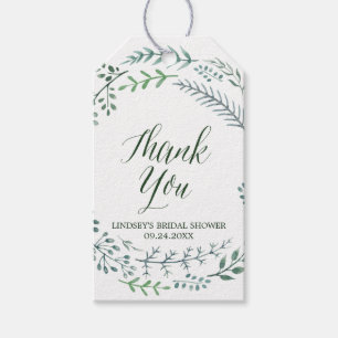 Green Rustic Wreath Bridal Shower Thank You Favour Gift Tags