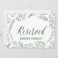 Green Rustic Wreath Wedding "Reserved" Sign