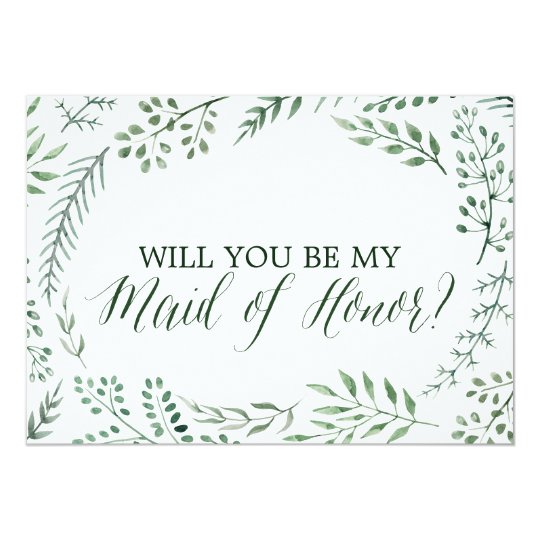 Green Rustic Wreath Will You Be My Maid of Honour Card