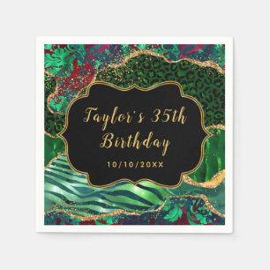 Green Safari Agate Birthday Napkin