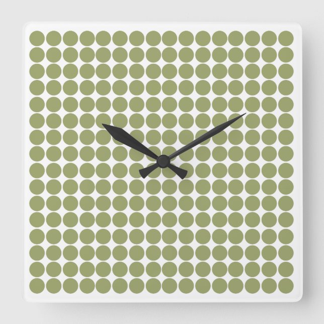 Green Safari Dot Square Wall Clock (Front)