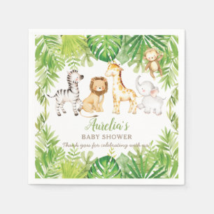 Green Safari Forest Jungle Animals Baby Shower Napkin