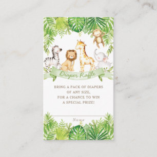 Green Safari Forest Jungle Animals Diaper Raffle  Enclosure Card